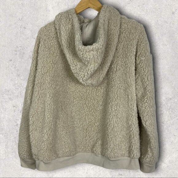 Nordstrom Zella‎ Sherpa Fleece Pullover Hoodie Size XL Beige Cream Sweater Hood - Picture 4 of 11
